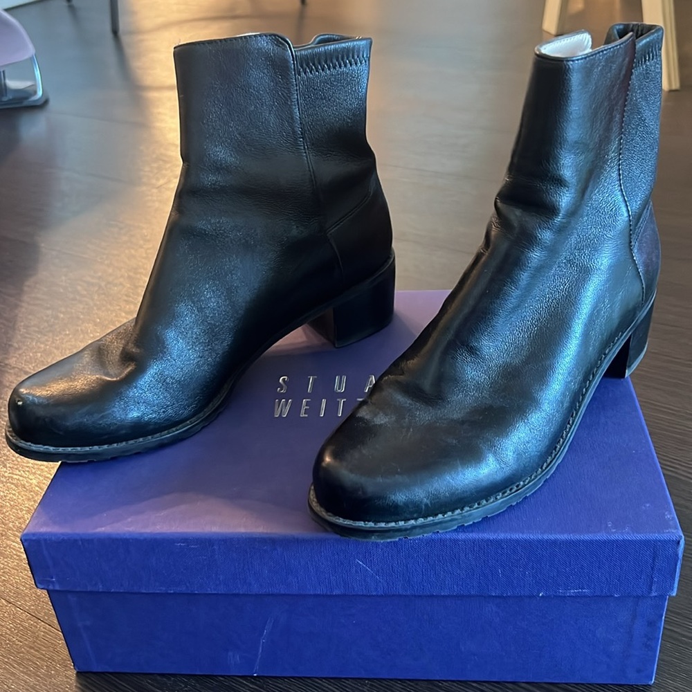 Stuart Weitzman Black Booties approx 1.75” heel